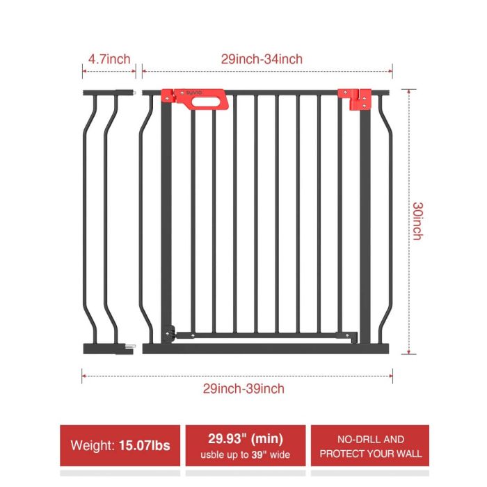 AiDot Syvio 29" to 39" with Auto-Close Baby Gate for Stairs and Door Ways 2