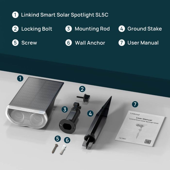 Linkind SL5C Smart Outdoor Solar Spotlight (150lm, App&Voice Control, 16 Million Color, IP67 Waterproof) 9