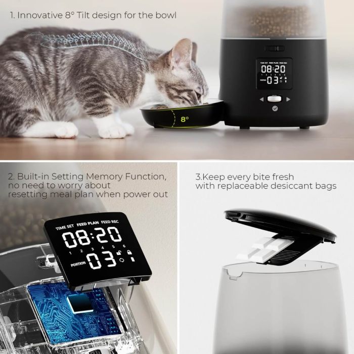 AiDot Syvio 1-6 Meals Timer Control Cups Automatic Pet Feeder 3
