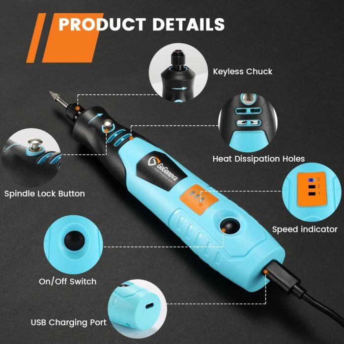 AiDot GoGonova 3-Speeds 18000 RPM Mini Power Rotary Tool 2