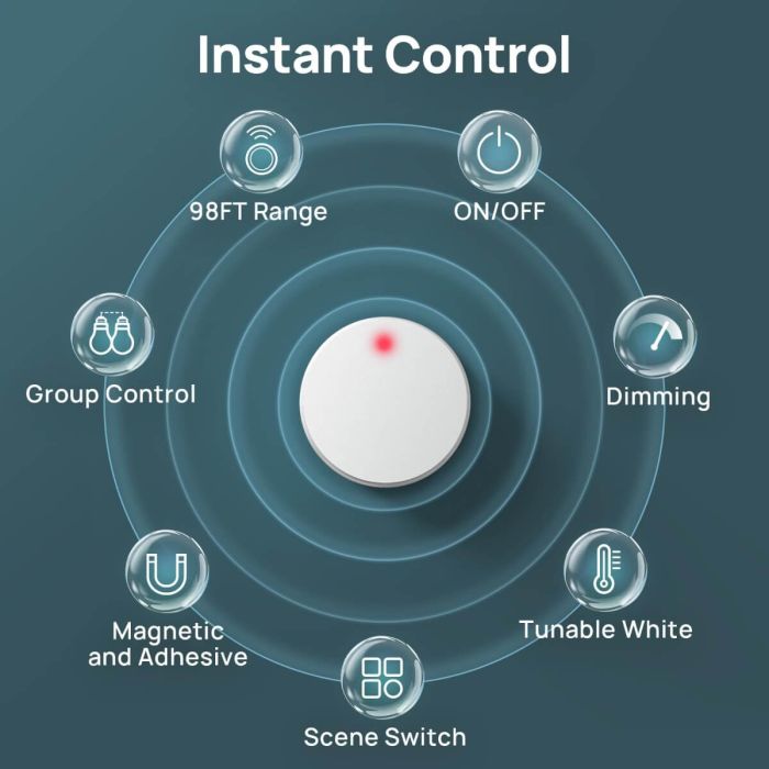 Linkind Smart Button, Bluetooth Light Switch,Remote Button Control, On Off Power Switch, 98FT RF Range, Wire-Free, 1 Pack 6
