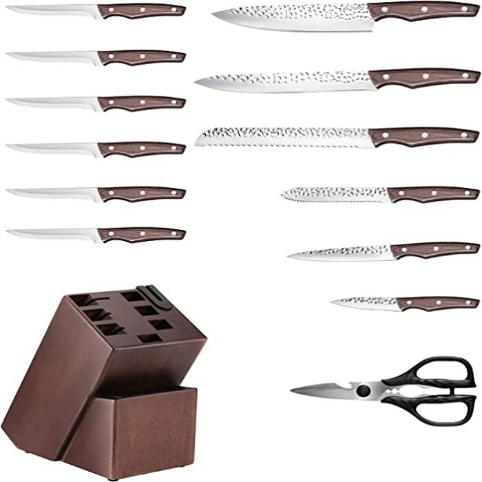 AiDot Syvio Kitchen Knife Set - 14 Pieces with Built-in Sharpener 2