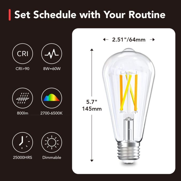 OREiN Smart Edison Light Bulbs with Smart Button - 6 Packs 5