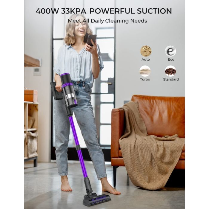 AiDot Syvio Cordless Vacuum Cleaner with 33Kpa 400W Powerful Brushless Motor 4
