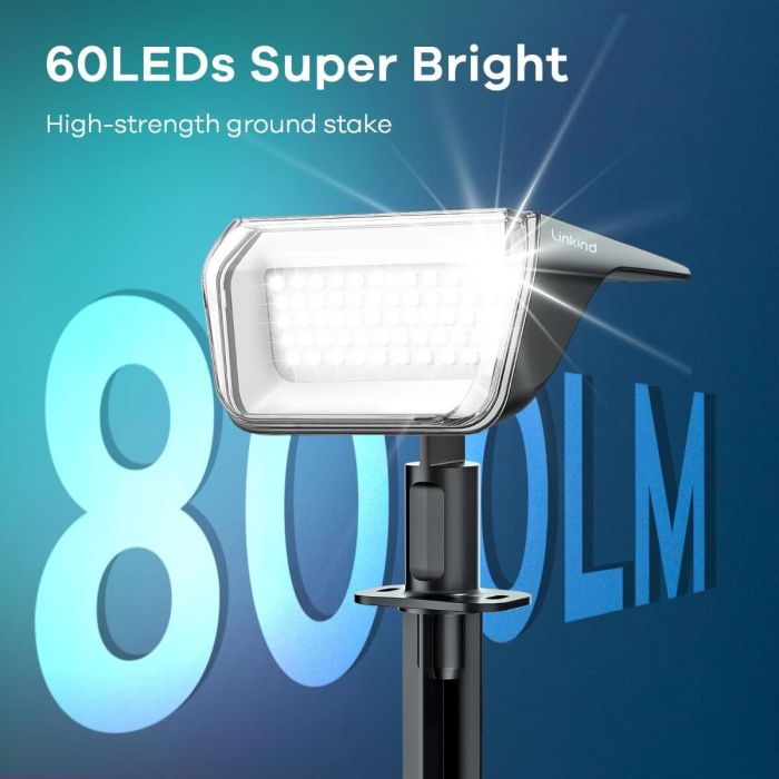 Linkind 60 LEDs Auto On/Off Solar Spot Lights Outdoor Solar Lights with Waterproof IP67 2