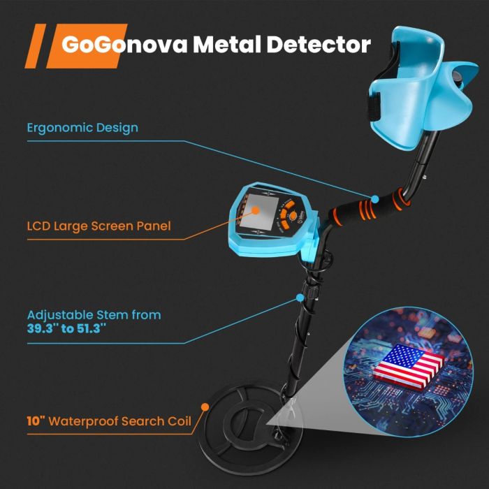 AiDot GoGonova 39.3" to 51.3" Long Adjustable Stem LCD Display Gold Sliver Detector 2