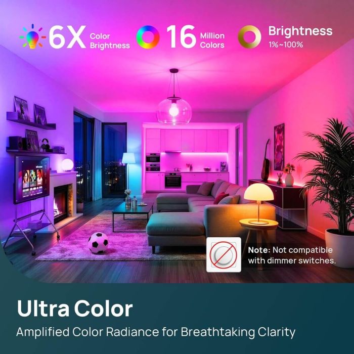 Linkind Smart Light Bulb UltraColor A19 Color+White 1100lm 4