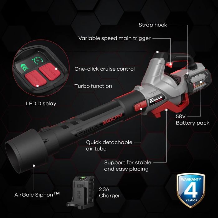 ENHULK 58V Leaf Blower with 5.0Ah Battery & Charger 3
