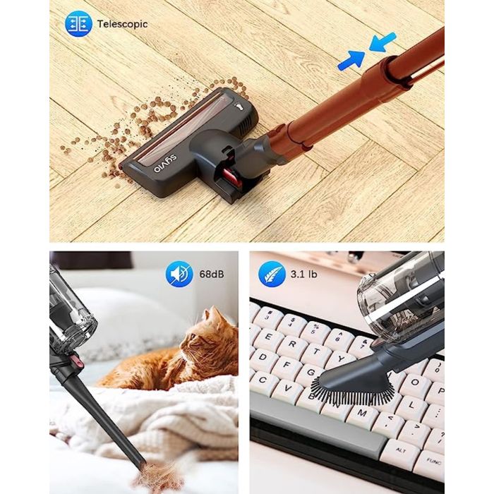 AiDot Syvio C10 6-in-1 250W 22Kpa Cordless Stick Vacuum with Free Standing 9