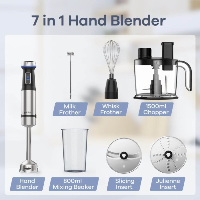 Ganiza Immersion Blender 7 in 1 Hand Blender 1000W Heavy Duty Motor 4