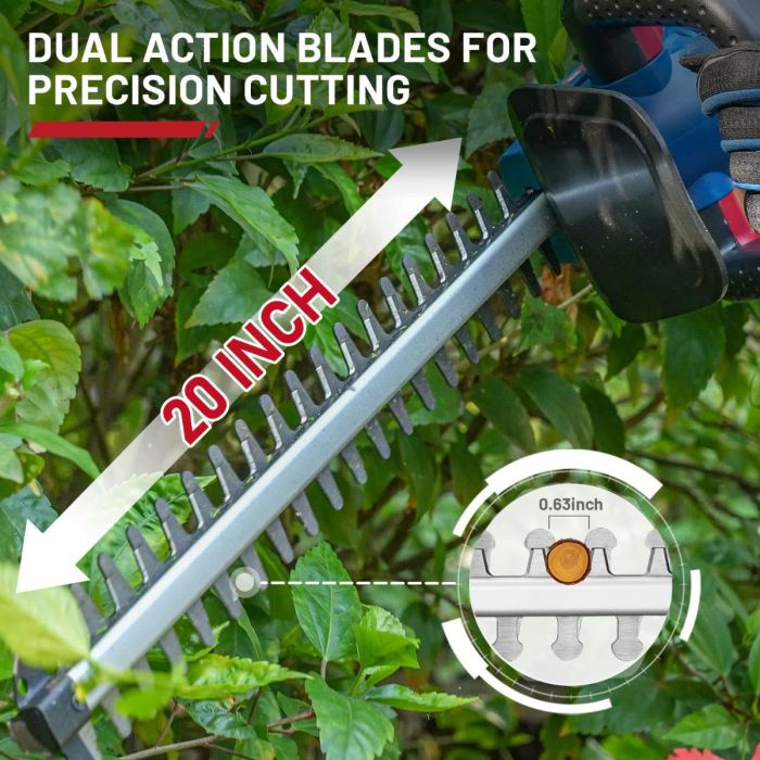 AiDot ENHULK Cordless Hedge Trimmer with 20" Dual-Action Blades 3
