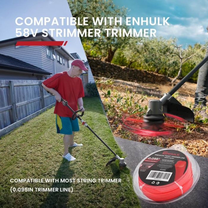 AiDot ENHULK Weed Eater String, 0.095'' Trimmer Line of 200ft Suitable 58V String Trimmers 4