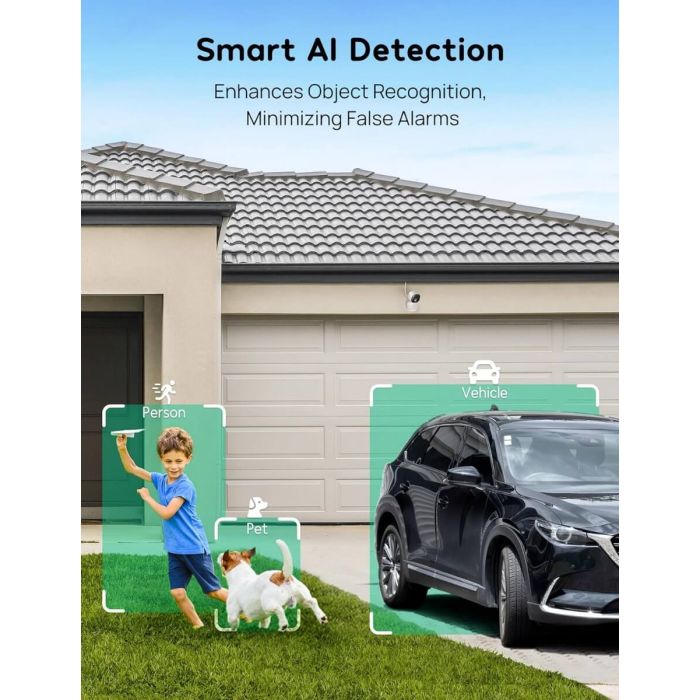 Winees M3 Pro 2K 4MP Outdoor/Indoor Camera for Home Security, Human/Pet AI Detection, Color Night Vision,-1 Pack 5