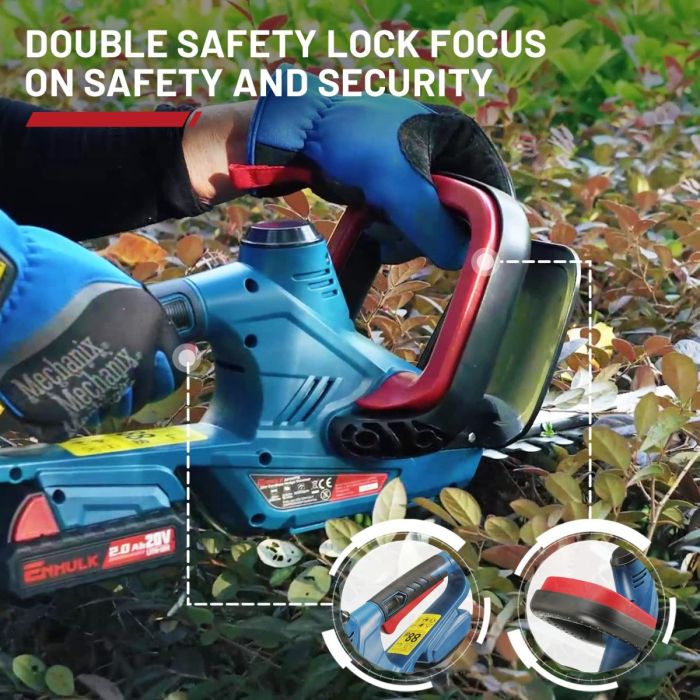 AiDot ENHULK Cordless Hedge Trimmer with 20" Dual-Action Blades 6