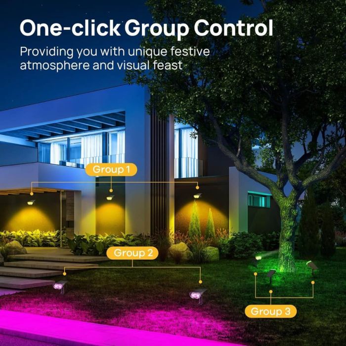 Linkind SL5 Smart Solar Spotlight Color Changing Chrismas Decoration Outdoor Lights 6