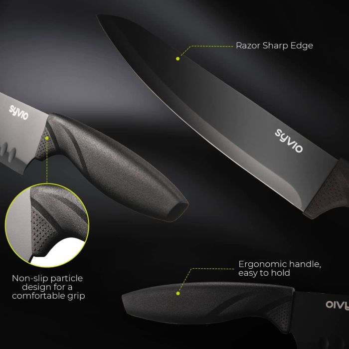 Syvio Knife Sets for Kitchen with Block and Utensil Holder 11