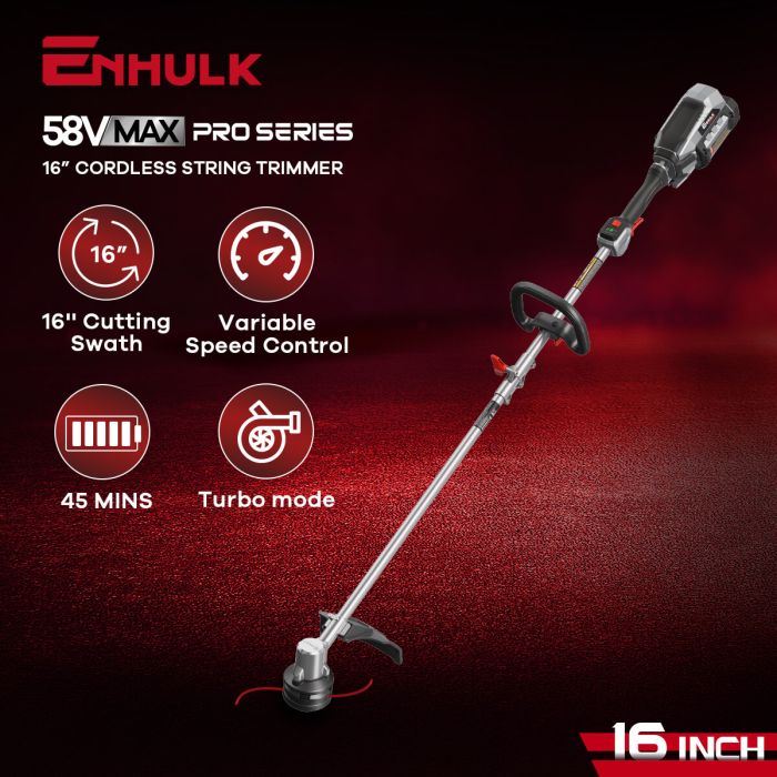 AiDot AiDot ENHULK 58V 16 String Trimmer - Alu, 3-Speed Setting, Brushless Trimmer with EZ-HMI LED Control Panel