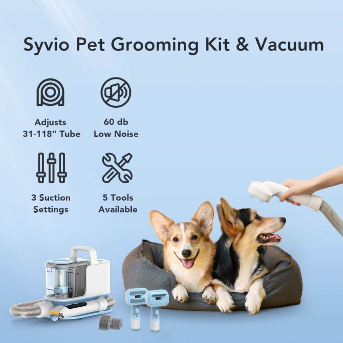 Syvio Pet Hair Vacuum & Pet Grooming Kit 2