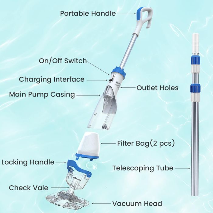ENHULK Pool Vacuum T403 with Telescopic Pole for Deep Cleaning 9