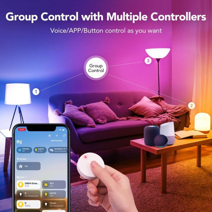 OREiN Matter Version BR30 WiFi Smart Flood Light Bulb 4 Pack + Matter A19 Light Bulb 4 Pack 7