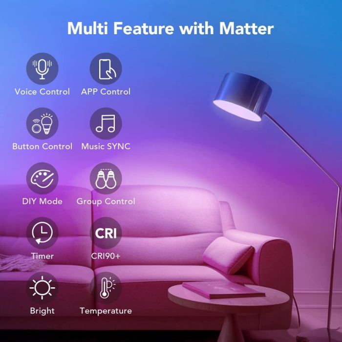 OREiN Matter Version BR30 WiFi Smart Flood Light Bulb 4 Pack + Matter A19 Light Bulb 4 Pack 2