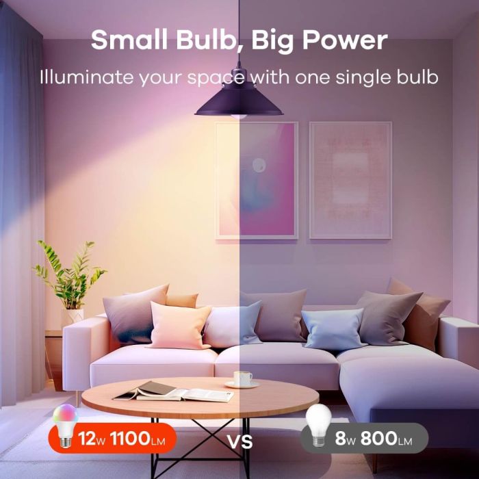 AiDot OREiN Matter Smart RGBTW Bulb Color Changing Light Bulbs Work with Apple Home, Alexa, Google Home, SmartThings, 3
