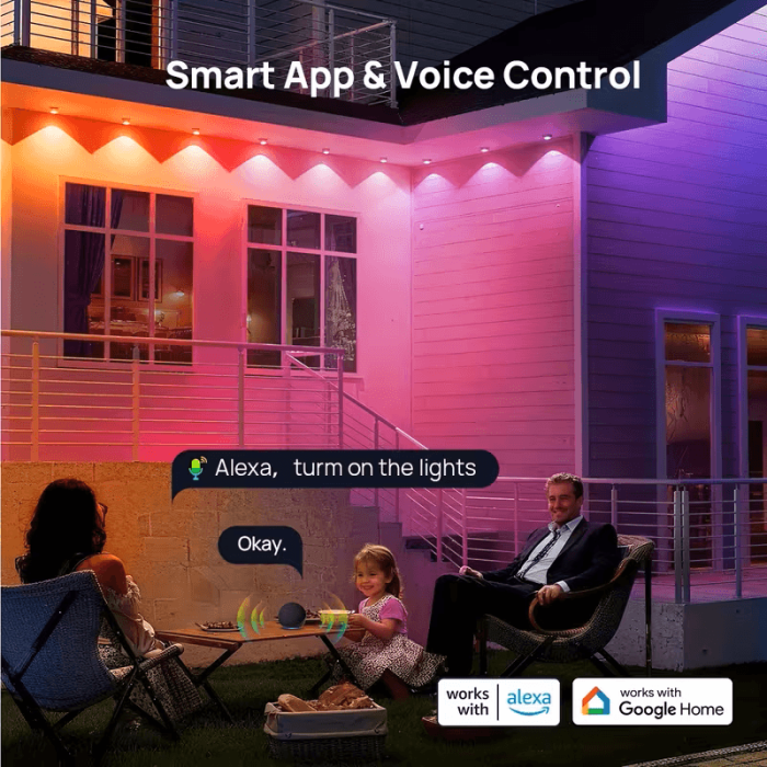 Syvio Smart Permanent Outdoor Lights 100ft, Lights with 72 LEDs, RGB Color Changing LED Eave Lights, App Control, Works with Alexa & Google Assistant, Music Sync, 80 Scenes, IP"67" Roof Lights for House, Patio, Garden 2