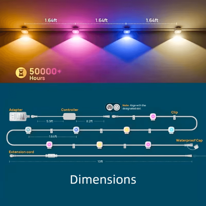 Syvio Smart Permanent Outdoor Lights 100ft, Lights with 72 LEDs, RGB Color Changing LED Eave Lights, App Control, Works with Alexa & Google Assistant, Music Sync, 80 Scenes, IP"67" Roof Lights for House, Patio, Garden 7