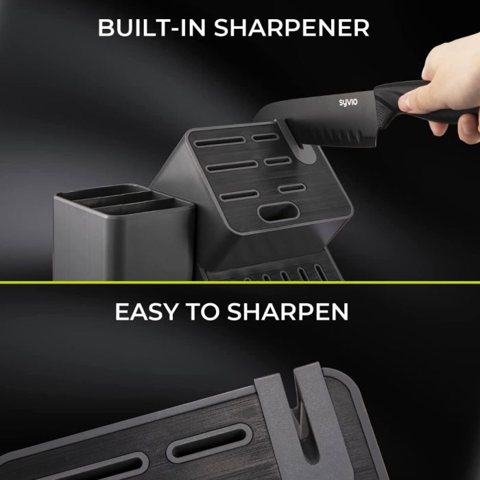 Syvio Knife Sets for Kitchen with Block and Utensil Holder 12