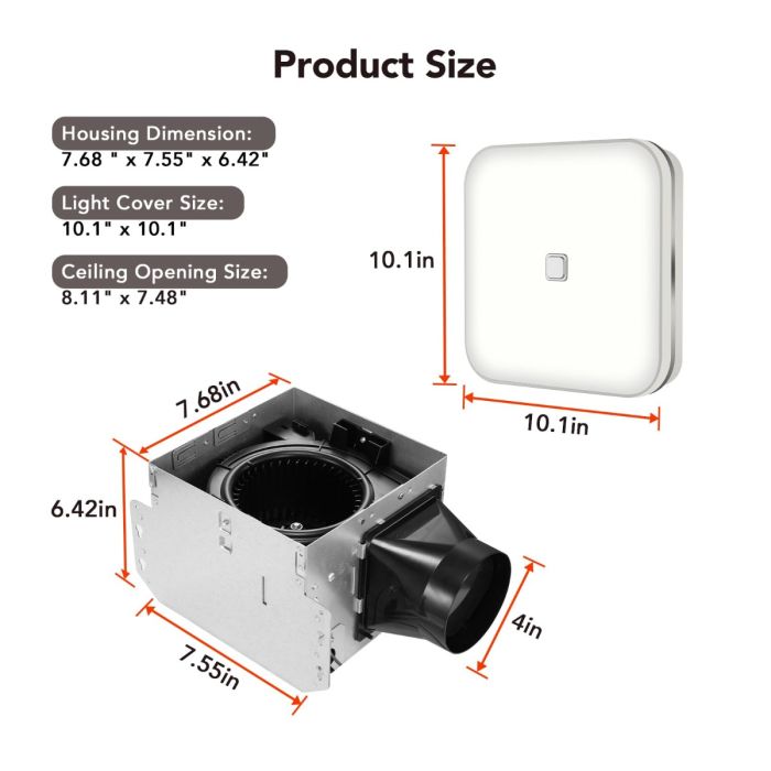 OREiN Bathroom Exhaust Fan with Light 11
