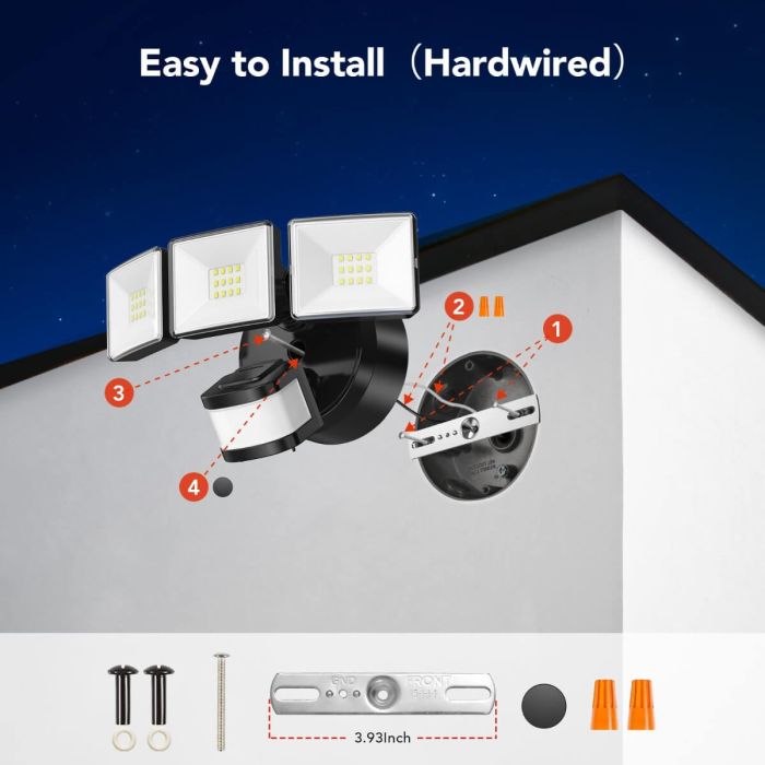 OREiN 3500LM/26W and 240° Wide Detection Motion Sensor Outdoor LED Security Flood Lights 6
