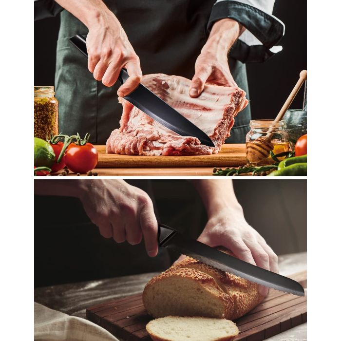 Syvio Knife Sets for Kitchen with Block and Utensil Holder 6