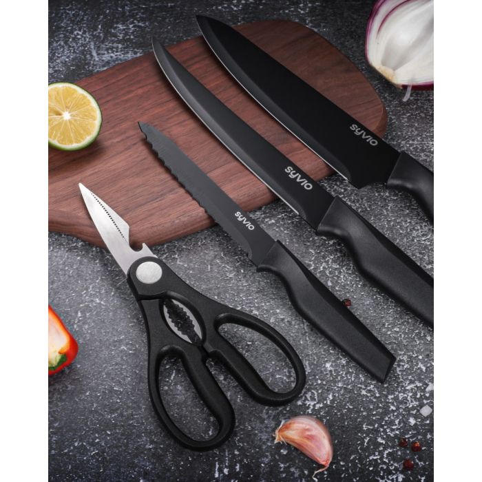 Syvio Knife Sets for Kitchen with Block and Utensil Holder 7
