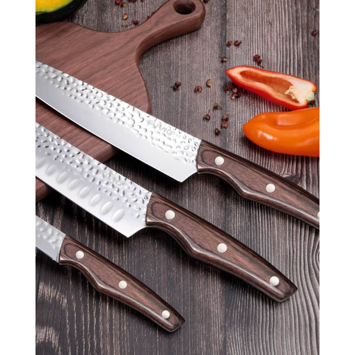 AiDot Syvio Kitchen Knife Set 3 PCS-8" Chef’s Knife &7" Santoku Knife&5" Paring Knife with Gift Box 3