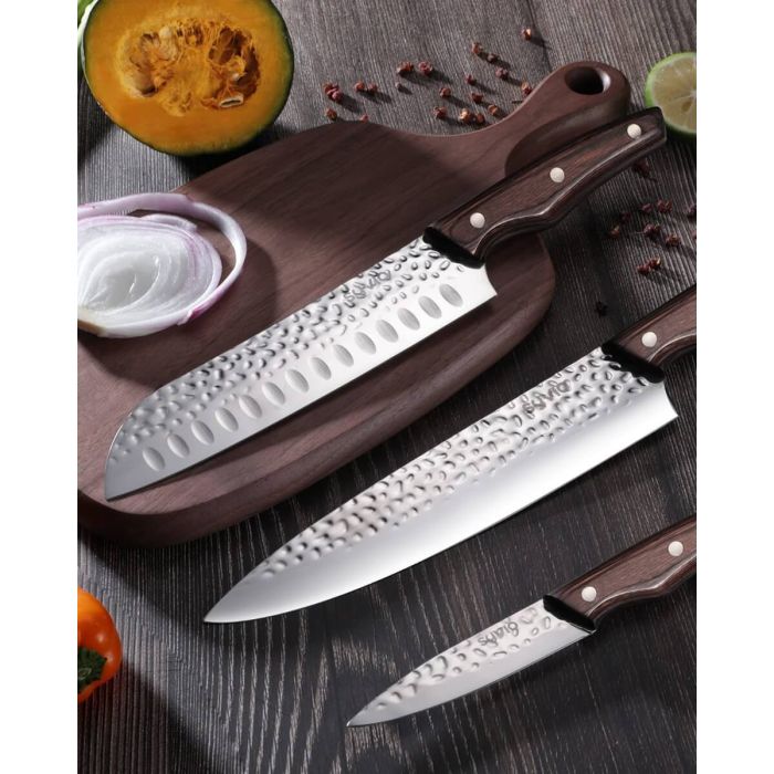 AiDot Syvio Kitchen Knife Set 3 PCS-8" Chef’s Knife &7" Santoku Knife&5" Paring Knife with Gift Box 4