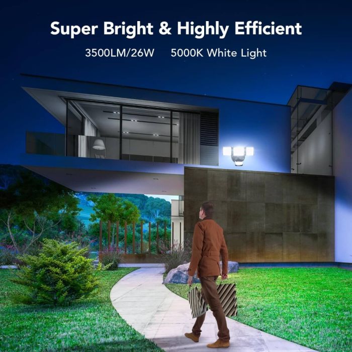 OREiN 3500LM/26W and 240° Wide Detection Motion Sensor Outdoor LED Security Flood Lights 5