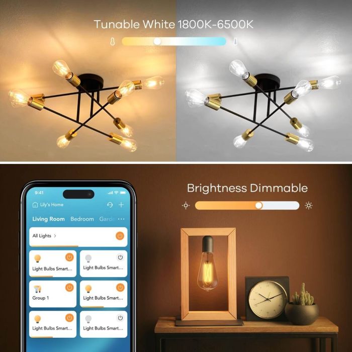 Linkind Matter Smart Light Bulbs ST19 800lm - 4 Pack 4