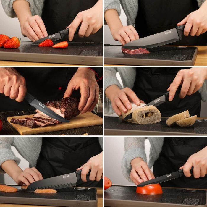 Syvio Knife Sets for Kitchen with Block and Utensil Holder 15