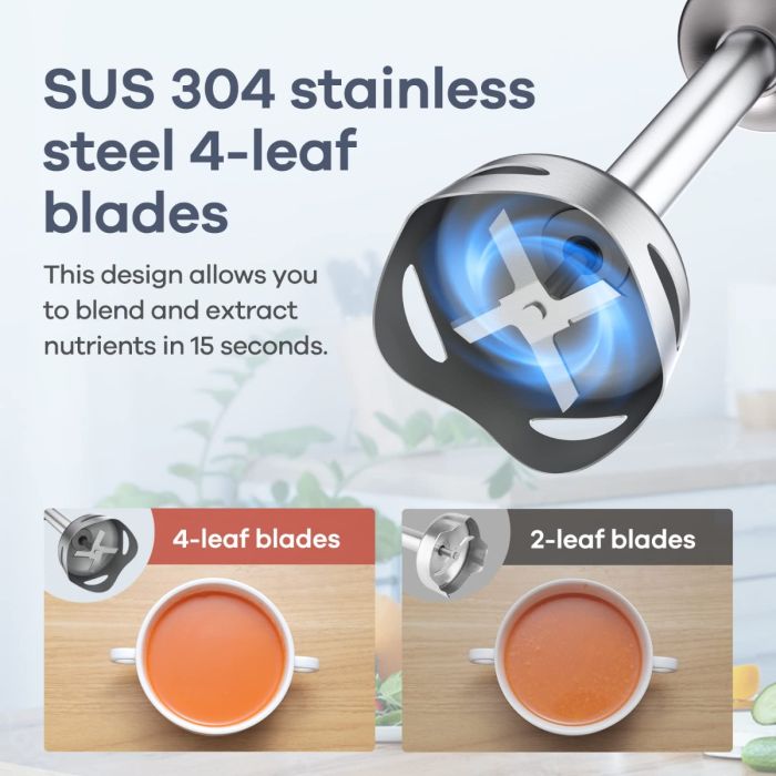 AiDot Ganiza 800W Immersion Blender with 15-Speed Control and Turbo Mode-5 IN 1