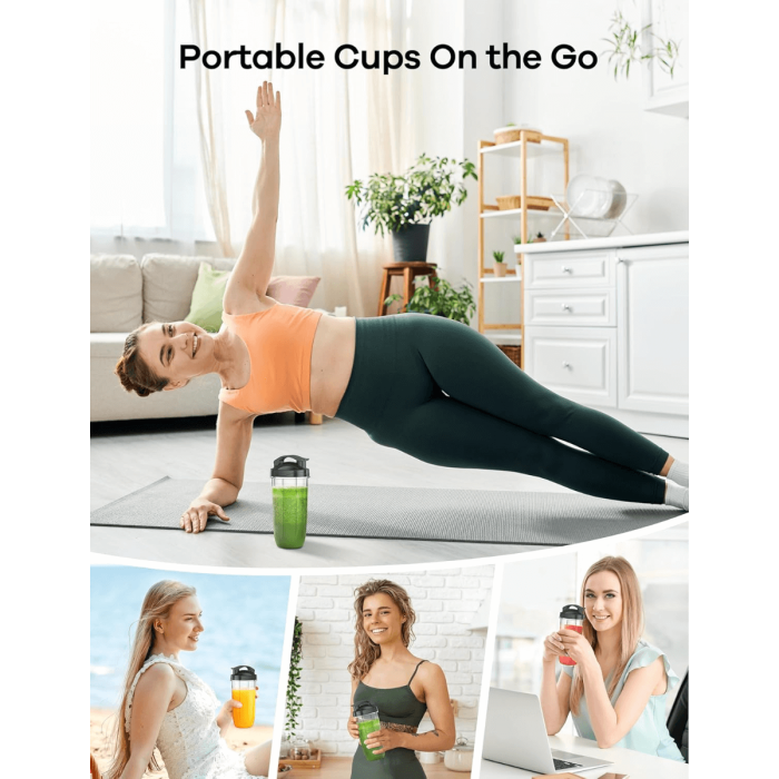 Ganiza Blender for Smoothies, 14Pcs Personal Blender for Shake and Smoothies for Kitchen with 3 Portable Blender Cups (1x24oz & 2X17oz), Single Serve Smoothie Maker, Nutritious Recipe Smoothie Blender 4