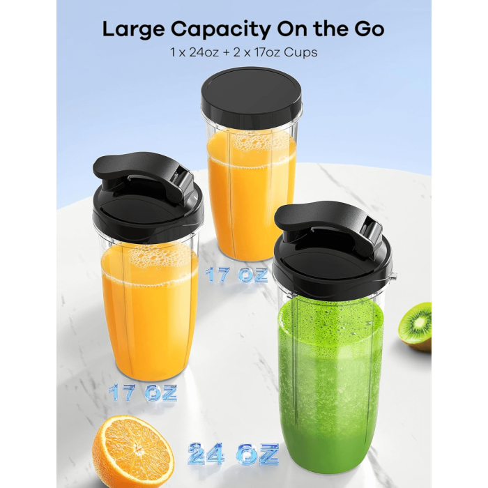 Ganiza Blender for Smoothies, 14Pcs Personal Blender for Shake and Smoothies for Kitchen with 3 Portable Blender Cups (1x24oz & 2X17oz), Single Serve Smoothie Maker, Nutritious Recipe Smoothie Blender 5