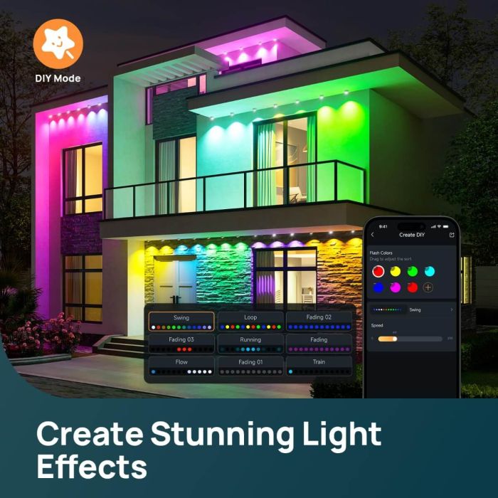 Linkind HP5 Permanent Outdoor Lights, Smart AI RGBTW Lights 100ft , 85 Scenes Modes for Daily Holiday Decorations 4
