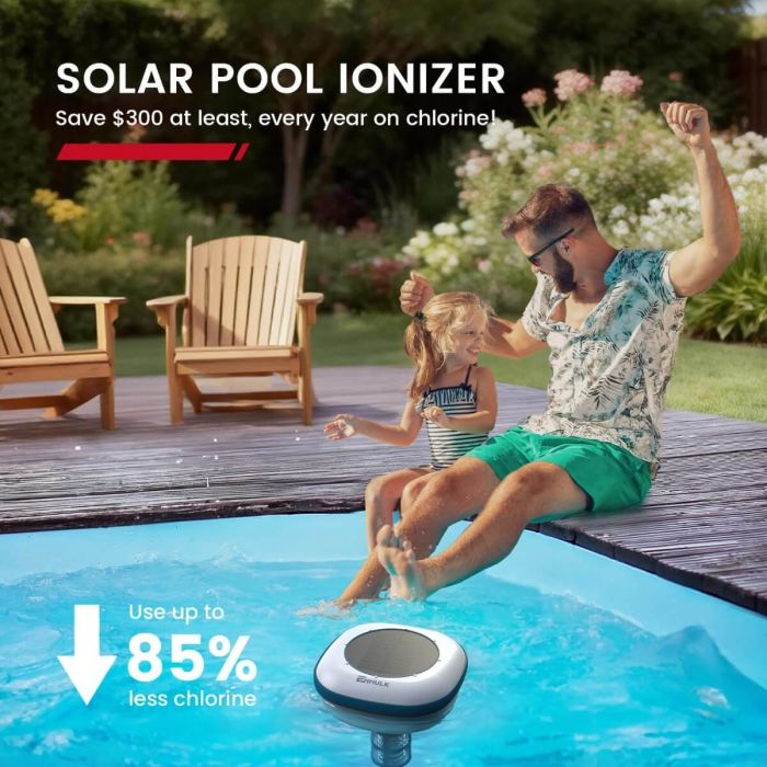 Enhulk Solar Pool Ionizer, Chemical-Free Floating Water Purifier for Fresh 6