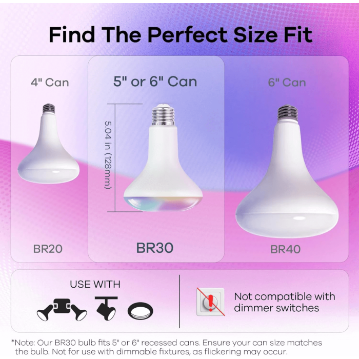OREiN Matter Smart Light Bulb BR30 650lm - 4Pack 7