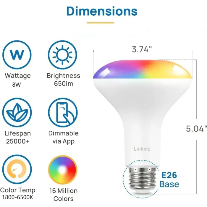 Linkind Matter BR30 Smart Light Bulbs, RGBTW LED Color Linkind Matter BR30 Smart Light Bulbs, RGBTW LED Color