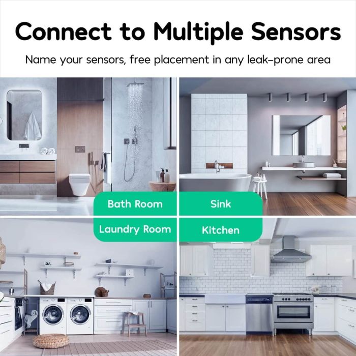 Winees WiFi Water Leak Detector with Leak Alerts - 3 Packs + 3 Pack Water Sensors (Hub Not Included) 4