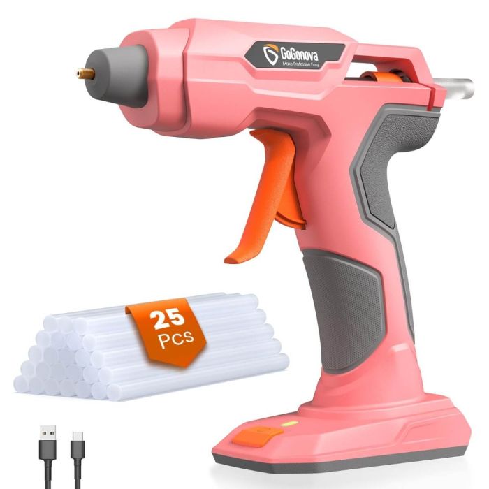 GoGonova Glue Gun Zuel, 20s Fast Preheating Anti-drip Cordless Glue Gun 2