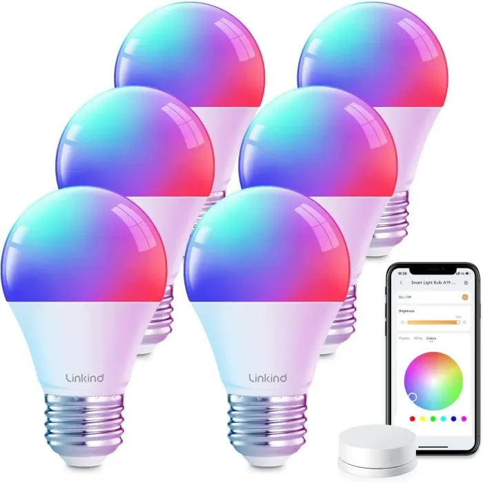 AiDot Linkind Smart A19 Light Bulbs 6 Pack Remote Control 1 Pack