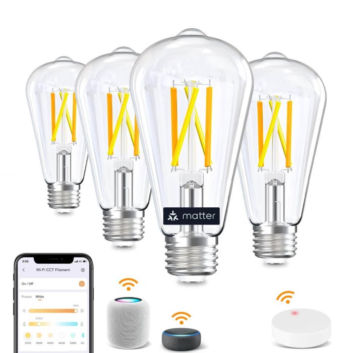 OREiN Matter Smart Edison Light Bulbs with Smart Button Work with Alexa AppleHome GoogleHome SmartThings 2