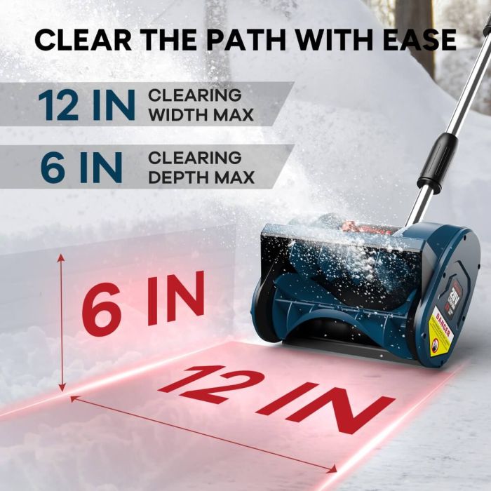12in. Cordless Electric Snow Shovel, 20V Power with 4Ah Battery Included, Battery Snow Blower with Directional Plate & Adjustable Front Handle 9